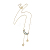 Natural Aquamarine Chip Beads Moon Pendant Brass Cable Chain Necklaces for Women NJEW-TA00257-04-3
