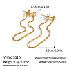 304 Stainless Steel Tassel Chain Stud Earrings for Women AQ2980-6