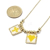 Rectangle with Cross & Heart Glass Seed Beaded Pendant Necklace NJEW-MZ00015-01-2