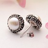 Dome Natural Pearl Stud Earrings PEAR-H026-15-2