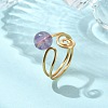 Natural Gemstone Cuff Open Rings RJEW-JR01071-6