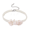 Handmade Glass Seed Beaded & Natural Rose Quartz Chips Beaded Bracelets for Women BJEW-MZ00225-03-2