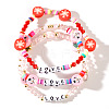 3Pcs Christmas Theme Handmade Polymer Clay & Glass Bicone Beads Stretch Bracelet Sets QY3550-6-1