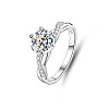 Rhodium Plated 925 Sterling Silver Micro Pave Moissanite Finger Rings WG64EDC-02-3