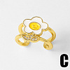 Brass Micro Pave Clear Cubic Zirconia Cuff Open Rings WG9F63A-03-1