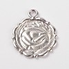 Flower Alloy Pendant Cabochon Settings and Half Round/Dome Clear Glass Cabochons DIY-X0221-AS-FF-5