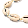 Natural Cowrie Shell Braided Bead Anklets for Girl Women AJEW-AN00453-01-4