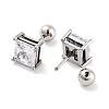 Square 316 Surgical Stainless Steel Pave Cubic Zirconia Cartilage Earrings for Women Men EJEW-Z050-34A-01P-2