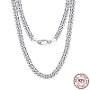 Rhodium Plated 925 Sterling Silver Cuban Link Chain Necklace NJEW-I124-001-1