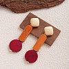 Wood & Iron Dangle Stud Earrings WGBF754-01-1