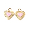 Heart Brass Enamel Pendants KK-G435-07G-02-2