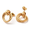 304 Stainless Steel Ring Knot Dangle Stud Earrings for Women STAS-D085-14G-2