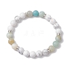 Natural Howlite & Flower Amazonite Round Beaded Stretch Bracelets BJEW-TA00528-03-1