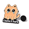 I Hate It Here Crying Cat Enamel Pins JEWB-B047-01D-3