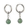 Natuarl Green Aventurine Round Hoop Earrings EJEW-JE06593-01-2
