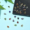 30Pcs 15 Colors Square Rack Plating Brass Glass Charms KK-FS0001-40-8