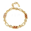 Ring & Paperclip Brass Micro Pave Cubic Zirconia Link Chain Bracelets for Women BJEW-D458-03G-07-2