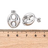 Oval 304 Stainless Steel Stud Earrings EJEW-A125-79A-P-5