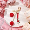 Valentine's Day Theme Rose Resin & Alloy Enamel Pendant Decoration HJEW-JM02345-2