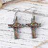 Printed Both Sides Wood Dangle Earrings FS-WGB0329-01-2