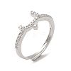 Rack Plating Brass Cubic Zirconia Arabic Letters Adjustable Rings for Women RJEW-S407-10P-15-1