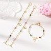 Brass Heart Charm Bracelets BJEW-JB13880-1