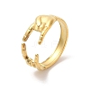 Ion Plating(IP) 304 Stainless Steel Hands Open Cuff Rings for Women X-RJEW-L107-002G-1