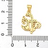 Rack Plating Brass Micro Pave Clear Cubic Zirconia Pendants KK-Z063-35G-3