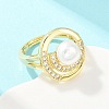 Brass Micro Pave Cubic Zirconia Finger Rings for Women RJEW-D340-02G-05-4