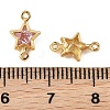 SHEGRACE Brass Pave Cubic Zirconia Star Connector Charms XGRQ2O760-441G-3
