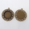 Vintage Tibetan Style Alloy Flower Pendant Cabochon Bezel Settings X-TIBEP-M018-118AB-NF-2