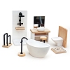 Wood Bathroom Set Miniature Ornaments PW-WG7DB36-01-6