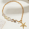 Bohemian Ocean Starfish Alloy Pendant Natural Shell Beaded Iron Chain Necklaces for Women WG4CCD0-01-2