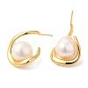 Twist Teardrop with Natural Pearl Stud Earrings EJEW-G348-12G-2