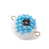 Halloween Glass Peal & Glass Seed Beaded Round Eye Links Connector Charms PALLOY-MZ00948-07-3