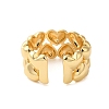 Heart Double Layer Brass Open Cuff Rings for Women RJEW-A046-02G-3