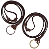 2Pcs 2 Colors Alloy Cowhide Leather Cords Neck Cord AJEW-GF0013-18-7