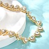 Brass Clear Cubic Zirconia Heart Link Chain Necklaces for Women NJEW-H057-02G-3