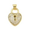 Heart Rack Plating Brass Micro Pave Cubic Zirconia Pendants KK-Z074-53G-1