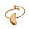 Moon 304 Stainless Steel Open Cuff Bangle Makings with Bezel Tray SA-CBABF3F-02G-08-1