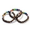 Chakra Round Natural Tiger Eye Beaded Stretch Bracelets BJEW-K251-05D-1