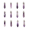 Fashewelry 12Pcs Bullet Natural Amethyst Pointed Pendants G-FW0001-11-20