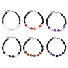 6Pcs 6 Colors Natural & Synthetic Gemstone & Glass Round Beaded Bracelets for Women BJEW-JB12210-2