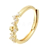 Brass Micro Pave Clear Cubic Zirconia Finger Rings for Women CU-CBAE7DF-12G-05-4