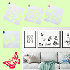 2Sets Square with Floral & Butterfly Pattern PET Drawing Stencil DIY-CW0001-12-8