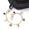 Flower & Star Alloy Enamel Charm Purse Chains with Natural Black Agate & Swivel Clasps AJEW-BA00116-01-4