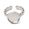 Flower 304 Stainless Steel Cuff Ring Components STAS-P454-05C-P-2
