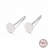 925 Sterling Silver Round Flat Pad Stud Earring Findings STER-T002-200S-8