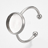 Tarnish Resistant 201 Stainless Steel Cuff Finger Rings Components STAS-T047-19A-3