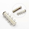 4-Strands Brass Magnetic Slide Lock Clasps X-KK-H310-P-2